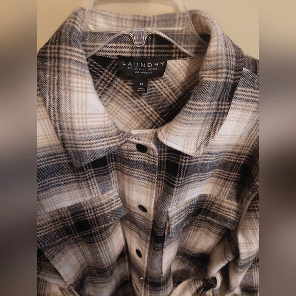 Laundry By Shelli Sega Plaid Jacket Flannel Shacket Utility Belted - Picture 4 of 7